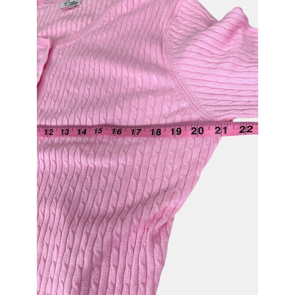 Vintage Lilly Pulitzer Pink Cable Knit Cardigan Cotton Y2K Preppy Classic Sz M